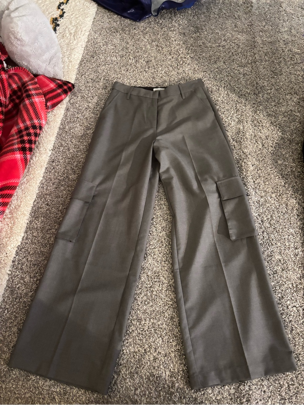 Crescent Wide-Leg Cargo Trousers in Charcoal